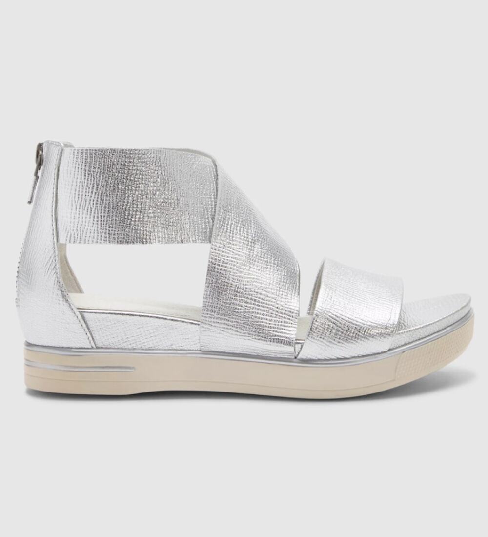 Eileen Fisher Sport Platform Sandal Strap Metallic Leather Size 6.5 NEW